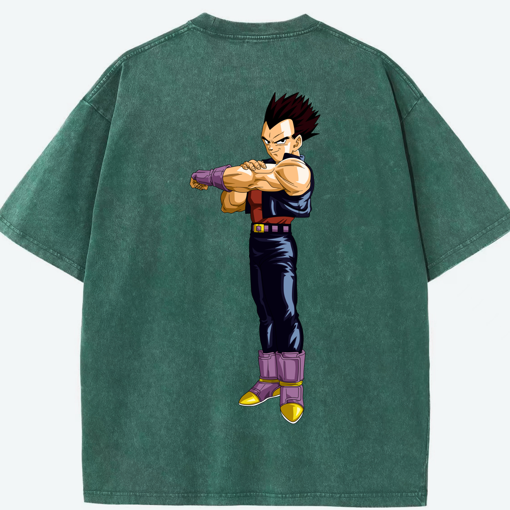 （画像用） ドラゴンボール ベジータ四世（Bejīta Yonsei）DRAGON BALL Vegeta IV 綿100% ヴィンテージ風 半袖Tシャツ（背面プリント）